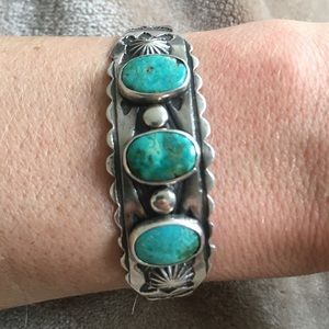 Vintage sterling and turquoise cuff